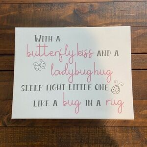 Baby Girl Butterfly Kisses Canvas Decor